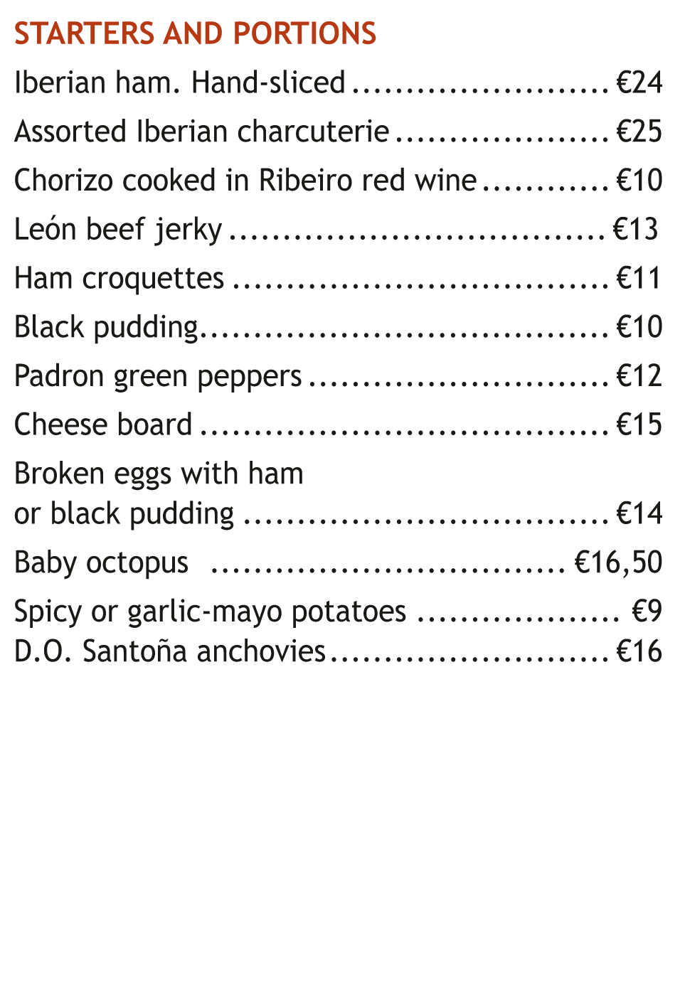 STARTERS AND PORTIONS