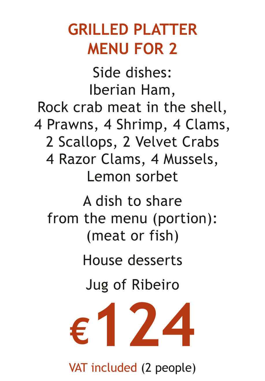 MENU MARISQUERÍA MAZARREDO