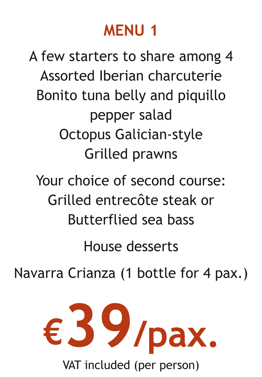 MENU MARISQUERÍA MAZARREDO