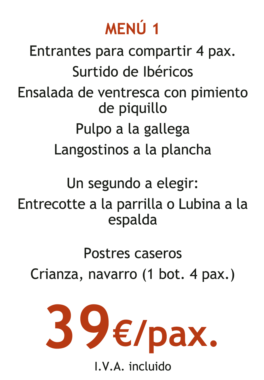 MENU MARISQUERÍA MAZARREDO